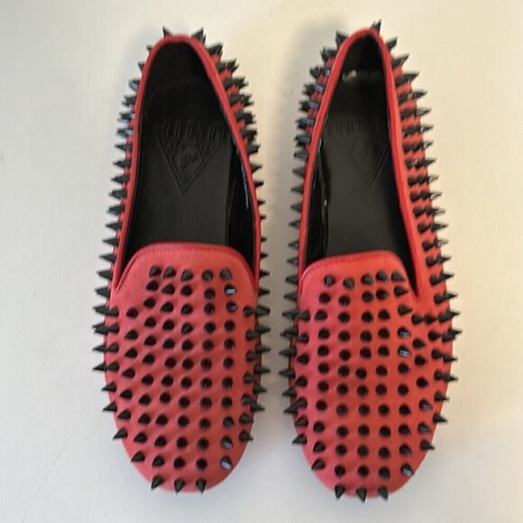 UNIF hellraiser leather spiked loafers/flats red/black size US6 - Picture 3 of 12